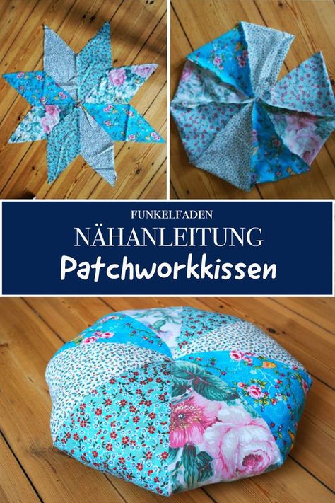 Kostenlose Nähanleitung für ein ein Patchworkkissen rund mit Stern - Freebook - Nähen für Anfänger - Viele weitere Freebooks zum Nähen von Funkelfaden Diy Jewelry Holder, Diy Jewelry Tutorials, Patchwork Cushion, Beginner Knitting Projects, Patchwork Pillow, Easy Diy Jewelry, Fall Crafts For Kids, Knitted Baby Blankets, Leftover Fabric