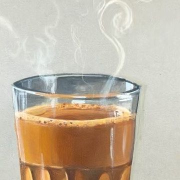 Ishu Jain on Instagram: "Chai is love 🤎 Although the smoke is dancing in its own rhythm 🫠 #acryliconpaper #chailover #acrylicpainting #stilllife #dailyart #paintingprocess" Chai Painting, Rhythm Art, Indian Chai, Oil Pastel Drawings Easy, Drawing Scenery, Picture Drawing, Food Art Photography, Oil Pastel Drawings, Landscape Art Painting