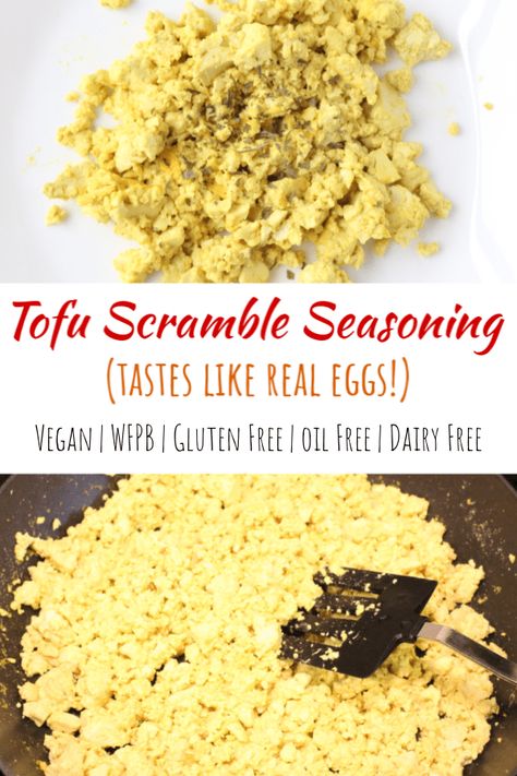 Tofu Scramble Seasoning (tastes like real eggs!) - Simply Plant Based Kitchen Best Tofu Scramble, Wfpb Breakfast, Vegan Scrambled Eggs, Tofu Scrambled Eggs, Eat To Live Diet, Tofu Seasoning, Best Tofu, Nutritarian Recipes, Best Scrambled Eggs