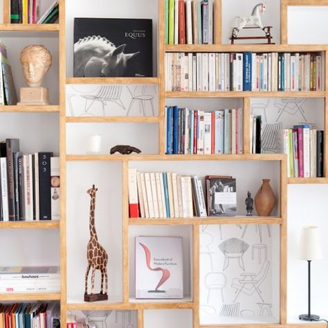 shelves Guest Washroom, Paris Loft, Natural Shelves, Lots Of Books, Storage Idea, Wooden Bookcase, Parisian Apartment, Creative Storage, Paris Apartments