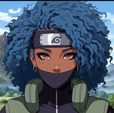 Animated Black Characters, Anime Black Girlies, Black Naruto Characters, Black Anime Girlies, Black Anime Oc, Afro Drawing, Anime Girlies, Best Anime Drawings, Images Kawaii