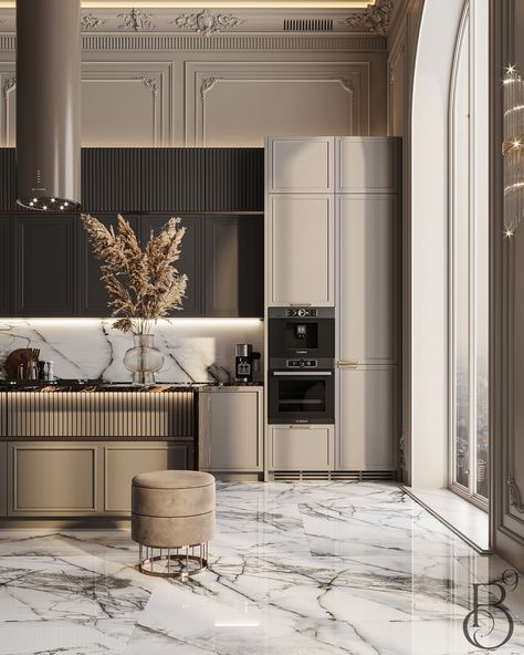 Classic Kitchen Design Luxury, Neoclassic Interior, Modern Classic Kitchen, Luxurious Kitchens, Classical Kitchen, Luxury Kitchen Decor, Modern Classic Interior, Modern Luxury Kitchen, Classic Kitchen Design