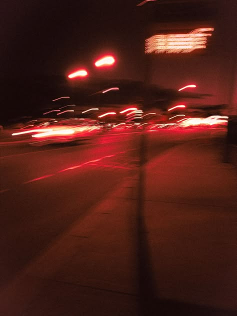 Red Ambient Aesthetic, Red City Aesthetic Wallpaper, Red Street Aesthetic, Night City Core, Red Aesthetic Landscape, Night Red Aesthetic, Cars At Night Aesthetic, Red Aesthetic Light, Red Aesthetic City