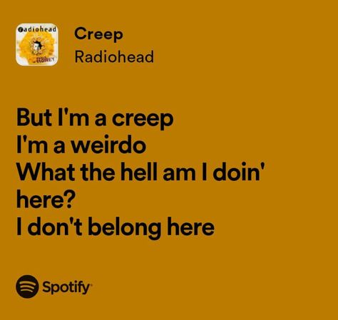 Ricky Montgomery Lyrics, Creep Lyrics, Radiohead Songs, Ricky Montgomery, Creep Radiohead, I Dont Belong Here, Spotify Lyrics, Losing A Dog, Radiohead