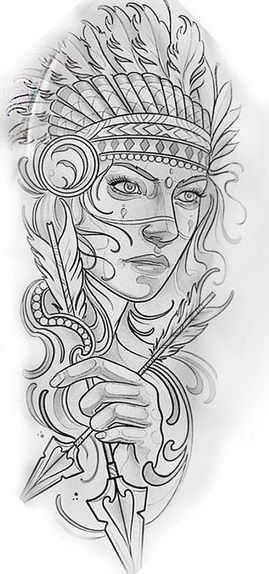 Og Tattoos Ideas Men, Tato Geisha, Tato Realis, Indian Girl Tattoos, Native American Tattoo Designs, Indian Tattoo Design, Leg Sleeve Tattoos, Native American Tattoo, Native American Tattoos