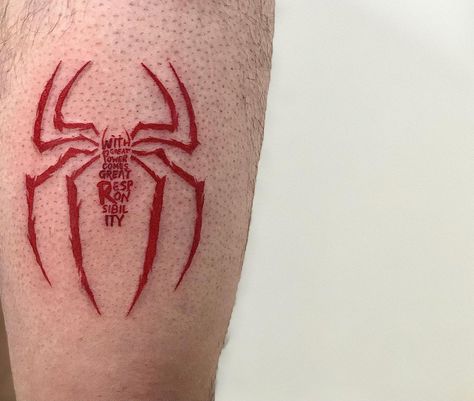 Cool Leg Tattoos, Spiderman Tattoos, Tattoos Spider, Deadpool Tattoo, Small Tattoos Ideas, Pokemon World, 42 Tattoo, Spiderman Tattoo, Man Tattoo