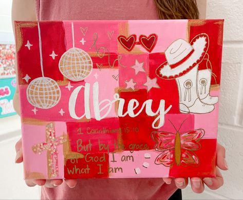 #preppy #painting #roomdecoration #art #cute Aesthetic Painting Preppy, Ole Miss Preppy Painting, Preppy College Canvas Painting, Preppy Dorm Room Paintings, Preppy Canvas Art, Preppy Painting, Preppy Paintings, Xoxo Preppy Painting, Preppy Artwork