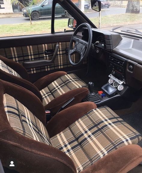 Plaid Interior Car, Plaid Car Interior, Old Car Interior, Retro Car Interior, Mk1 Caddy, Vw R32, Car Interior Upholstery, Car Life Hacks, Car Interior Diy