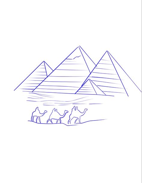 Three Pyramids Tattoo, 3 Pyramid Tattoo, Egyptian Temple Drawing, Prymids Egyptian Tattoo, Egyptian Tattoo Fillers, Cairo Tattoo Ideas, Giza Pyramids Tattoo, Egyptian Pyramid Tattoo Design, Egypt Pyramids Tattoo