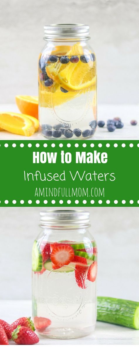 4 Fruit Flavored Waters: Easily make your own homemade infused waters with these 4 delicious combinations of fruits.  These simple infused water recipes will make drinking your daily water quota a pleasure instead of a chore. Blackberry Mint Infused Water. Strawberry Cucumber Infused Water. Orange Blueberry Infused Water. Lemon Lime Infused Water.  via @amindfullmom Fruit Flavored Water, Lime Infused Water, Cucumber Infused Water, Strawberry Cucumber, Flavored Waters, Cucumber Detox Water, Infused Waters, Fruit Infused Water Recipes, Flavored Water Recipes