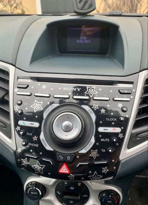 car decor inspo since i’m close to getting my license, this is ur sign... | TikTok Ford Fiesta Interior Ideas, Space Themed Car Interior, Car Inspo Exterior, Fairy Lights In Car, Cute Car Mods, Diy Car Decor, First Car Aesthetic, Cute Cars Accessories, Aesthetic Car Interior