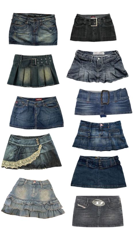 Y2k Mini Skirt Outfit, 2000s Fashion Inspiration, Denim Mini Skirts, Y2k Mini Skirt, Y2k Denim, Miniskirt Outfits, 2000s Fashion Outfits, Gorgeous Clothes, Cute Everyday Outfits