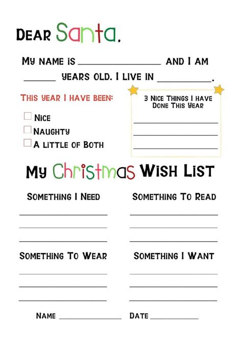 Santa Christmas List Free Printable, Elf On The Shelf Santa Wish List, Santa Wish List Free Printable, Santa List Printable Free, Free Santa Letter Printable, Santa Wish List Printable, Christmas Printables Free Kids, Christmas List Inspo, Santa Christmas List