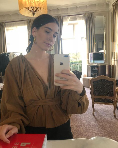 Haim Style, Danielle Haim, Haim, Vegan Friendly, One Shoulder Blouse, Ruffle Blouse, Mirror Selfie, Style Inspiration, Women's Top