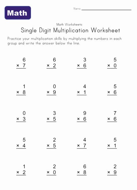 single digit multiplication worksheet 1.  Going to help Emma this summer get a head start on 2nd grade math. Adding Worksheets, Easy Math Worksheets, Printable Multiplication Worksheets, Addition Worksheet, Math Addition Worksheets, Multiplication Worksheets, Addition Worksheets, Printable Math Worksheets, Math Lesson Plans