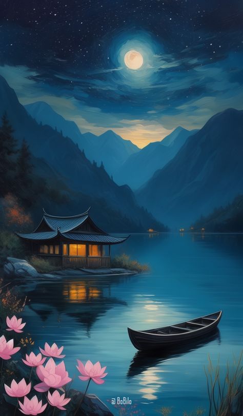 ✨ Immerse yourself in the enchanting beauty of a starry moonlit night, capturing the essence of a fairy tale landscape. This AI-generated series features a serene mountain lake, often with a tranquil boat and sometimes a charming lakeside house. Each piece reflects the magic and tranquility of nature under a mystical night sky. 🌙✨

Follow my Instagram @Bobilo_art 
#MysticalNight #StarryNight #Moonlit #MountainLake #FairyTaleArt #AIArt #DigitalArt #CreativeArt #Tranquility #ArtLovers #BoBoloArt Fairy Tale Landscape, Lakeside House, Moonlit Night, Lake Painting, Lake Pictures, Amazing Nature Photos, Fairytale Art, Follow My Instagram, Mountain Lake