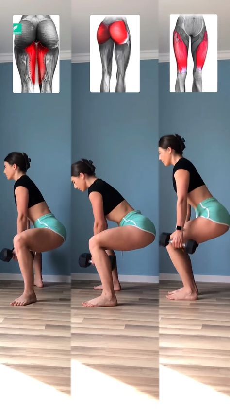 ➡️Buttocks:
The glutes are intensely engaged, especially in the lifting phase. Wider stances, such as in sumo squats, increase activation of the glutes.
➡️Inner Thighs (Adductors):
The adductors, located on the inner thigh, are less stressed in standard squats. Position with wider legs or sumo squats can intensify their activation.
➡️External Thighs (Abductors):
The muscles on the outer thighs help stabilize the hips and legs. Narrower positions or exercises that involve lateral movements emphasize the work of the abductors.

By adjusting the type of squat and leg position, you can target these muscle groups differently, optimizing the workout for your specific goals. Thick Thighs Workout, Thigh Exercises For Women, Thigh Workouts At Home, Outer Thigh Workout, Kettlebell Workout Routines, Leg Workout At Home, Bum Workout, Lower Body Workouts, Inner Thigh Workout