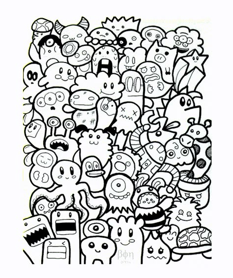 Relax With These 3,700+ Free, Printable Coloring Pages for Adults Monster Drawings, Doodle Art Posters, Doodle Art For Beginners, Adult Coloring Books Printables, Arte Doodle, Doodle Art Drawing, Free Adult Coloring Pages, Printable Adult Coloring Pages, Cool Coloring Pages