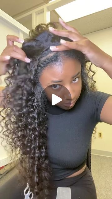 HD lace, 13x6 Half Lace Wig & Bundles on Instagram: "😍Flipped over quick weave using deep wave bundles! Versatile curly hairstyles in summer vibes!🔥  🛒Hair name: “ELF0168” 👉🏾DM for hair link or search name on our bio website  🤑Use $15 OFF Code: “VV15” ✈️Free 24hrs worldwide shipping by DHL or FedEx  👌🏾Pay later with Afterpay PayPal Klarna  —————————————————— 🎀Get your dream hair with our customized wigs and extensions! 🦄Website: www.elfinhair.com . .  . . . . . . #naturalhair  #hairjourney #hairtutorials #explorepage  #satisfyingvideos #blackgirlmagic  #hairstyles #ponytail  #braids#hairextensions#rawhair #blackgirlhairstyles #inspiration  #hairweave #melaninpoppin  #arroganttae #tiktokviral  #naturalhairstyles #ponytailslayer #transformation #straighthair #edges #trendinghair #q Flip Over Method Wig, Deep Wave With Leave Out, Deep Wave Ponytail Hairstyles, Flip Over Quick Weave Curly Synthetic, Quick Weave Versatile, Curly Flip Over Method Quick Weave, Deep Wave Flip Over, Deep Wave Side Part Sew In, Cramps Hairstyles Weave