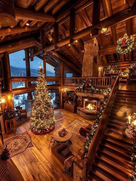 Cabin Christmas Decor, Rustic Wreaths, Log Home Interiors, Cabin Aesthetic, Dream Life House, Cabin Christmas, Christmas Decoration Ideas, Winter Cabin, Christmas Interiors