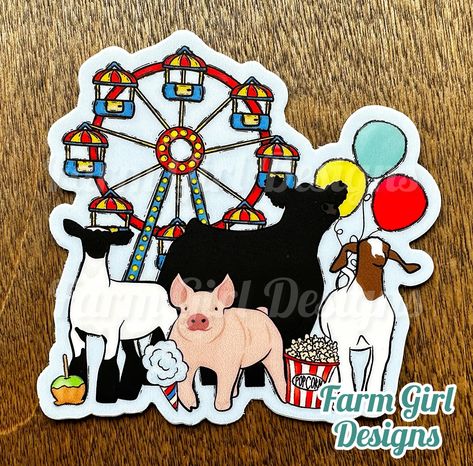 our Exclusive Livestock Fair Season sticker! Approximately 3in x 3in Free Shipping First Class, No Tracking Info Provided!  No Returns or Exchanges Accepted! Livestock Stickers, Farm Stickers, Show Cows, Dream Horse Barns, Show Cattle, Showing Livestock, Disneyland Outfits, Barn Decor, Gifts For Runners