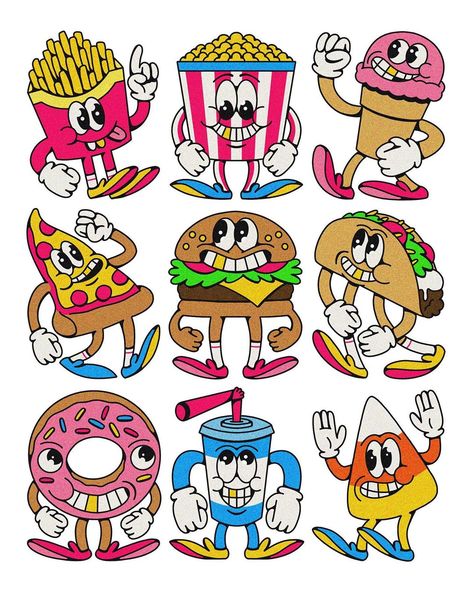 Crocodile Jackson, Food Characters, Traditional Tattoo Designs, Logo Character, Spooky Tattoos, Rubber Hose, Snack Attack, Retro Cartoons, Doodle Designs