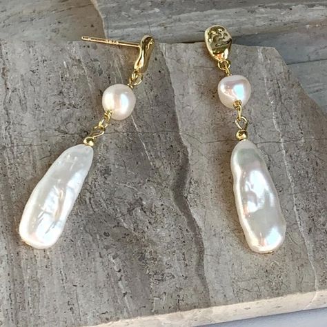 Statement Earrings Wedding Guest, Drop Down Pearl Earrings, Pearl And Crystal Earrings, Tear Drop Pearl Earrings, Fresh Water Pearl Earrings, Bridesmaid Jewelry Ideas, Catholic Earrings, Wedding Jewelry Ideas For Bride, Pearl Jewlery