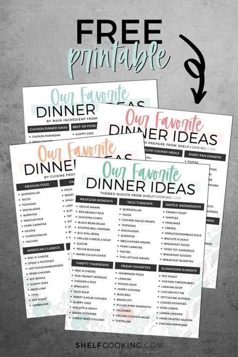 Meal Planning Themes, Dinner Idea List, List Of Dinner Ideas, Meal Planning Binder, Shelf Cooking, Chicken Salad Wrap, Meal Planning Menus, Dinner Ideas Easy, Grilled Dinner