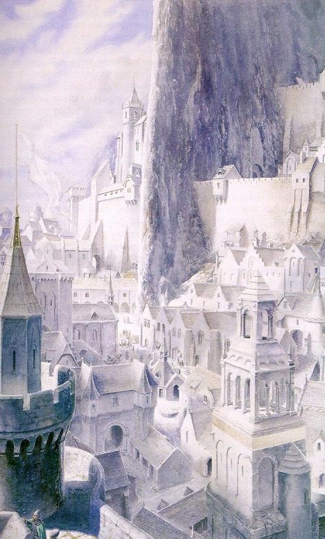 Alan Lee Art, Lord Of Rings, Minas Tirith, Alan Lee, John Howe, Illustration Fantasy, Middle Earth Art, Tolkien Art, Lotr Art