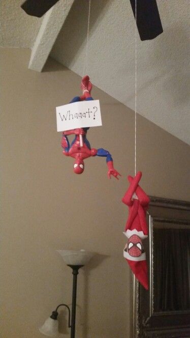 Elf On The Shelf Ideas St Nick, Elf Spiderman, Elf Shenanigans, Elf Ideas Easy, Awesome Elf On The Shelf Ideas, Elf Magic, Elf Activities, Xmas Elf, Elf Antics