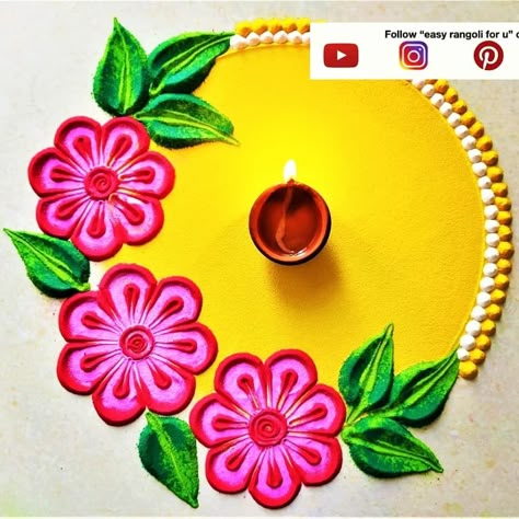 Short Rangoli, Round Rangoli, Welcome Rangoli, Happy Diwali Rangoli, Easy Rangoli Designs Videos, Rangoli Designs Photos, Rangoli Designs Simple Diwali, Easy Rangoli Designs Diwali, Paper Craft Techniques