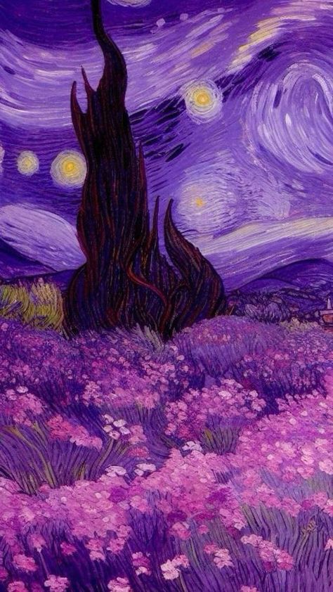 Purple Autumn Wallpaper, Van Gogh Aesthetic, فنسنت فان جوخ, Van Gogh Wallpaper, Starry Night Wallpaper, Purple Painting, Whatsapp Wallpaper Cute, Arte Van Gogh, Wallpaper Ipad