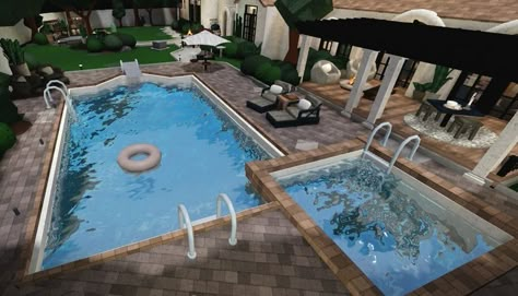 Bloxburg Backyard Ideas Modern, Bloxburg House Ideas Pool, Bloxburg Things To Build, Bloxburg Backyard Ideas With Pool, Bloxburg Twitter, Bloxburg Pool Ideas, Bloxburg Floorplan, Things To Build In Bloxburg, Bloxburg Backyard Ideas