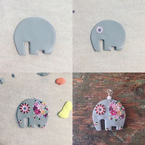 Clay Crafts Elephant, Elephant Earrings Clay, Clay Elephant Easy, Polymer Clay Elephant Tutorial, Elephant Polymer Clay, Elephant Clay Earrings, Clay Elephant Diy, Polymer Clay Elephant, Clay Elephant