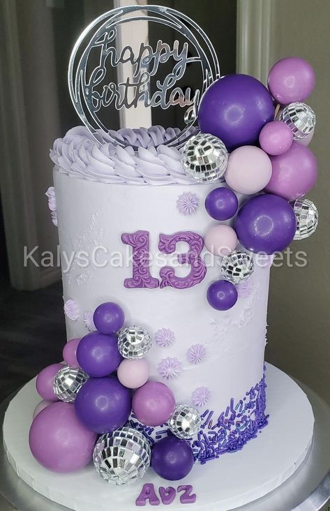 Purple Girly Cake, Purple Glitter Cake, Cake In Purple Colour, Purple Disco Birthday Cake, Purple Colour Birthday Cake, Disco Cake, Elegant Cake Design, Teen Cakes, Quick Recipes Snacks