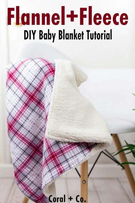 How to Make a Sherpa Fleece Blanket DIY with Flannel + Video! - Coral + Co. Fleece Diy, Barbie Products, Fleece Blanket Diy, Patterns Skirt, Perlengkapan Bayi Diy, Blankets Fleece, Baby Blanket Tutorial, Hats Pattern, Pillowcase Dresses