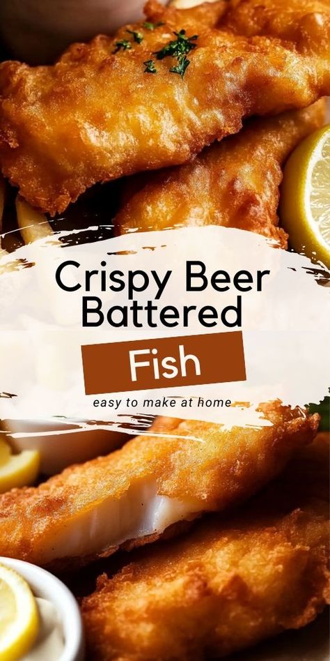 This Crispy Beer Battered Fish delivers the perfect combination of crunchy batter and tender fish! 🐟🍺 With a light and crispy coating, this dish is ideal for fish and chips or served with a side salad. It’s a simple and satisfying way to enjoy seafood at home. 📌 Save this pin to make delicious and crispy beer-battered fish for your next meal! #BeerBatteredFish #CrispyFish #SeafoodLovers #EasyDinners #FishAndChips #GoldenAndDelicious Air Fryer Beer Battered Cod, Crunchy Fish Batter, Fish Chips Recipes Beer Batter, Batter For Fish And Chips, Best Fish Batter Recipe, How To Deep Fry Fish, Wet Batter For Fish, Whiting Fish Recipes Air Fryer, Fish N Chips Batter