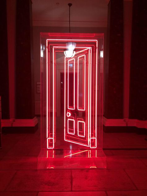 Red neon door Neon Door, Dark Doors, Red Neon, Neon Signs, Neon, Statue, Red, Quick Saves