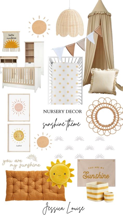 Gender Neutral Yellow Nursery, Sun And Moon Nursery Gender Neutral, You Are My Sunshine Bedroom, Sun Theme Room, Sunshine Nursery Theme Gender Neutral, You Are My Sunshine Nursery Theme, Sun Theme Nursery, Boho Sunshine Nursery, Sun Nursery Theme