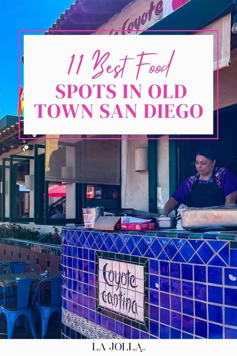 A local restaurant in Old Town San Diego with a vibrant blue-tiled counter and a server preparing food behind the counter. San Diego Vacation, Old Town San Diego, San Diego Restaurants, Food Spot, Michelin Star, La Jolla, Best Restaurants, Best Food, Mexican Food