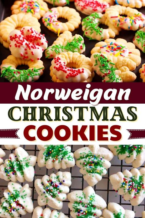 Swedish Christmas Cookies Traditional, Scandinavian Cookies Christmas, Scandinavian Baking Recipes, Krumkake Recipe Norwegian Christmas, Norwegian Christmas Desserts, Swedish Spritz Cookies, Swedish Cookies Christmas, Norwegian Cookies Christmas, Norwegian Butter Cookies