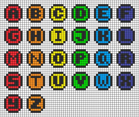 Alphabet Perler Beads Letter Patterns, Pixel Letters Alphabet Grid, Pixel Letters Alphabet, Pixel Art Font, Perler Alphabet, Perler Letters, Perler Bead Letters, Pixel Art Alphabet, Pixel Art Letters