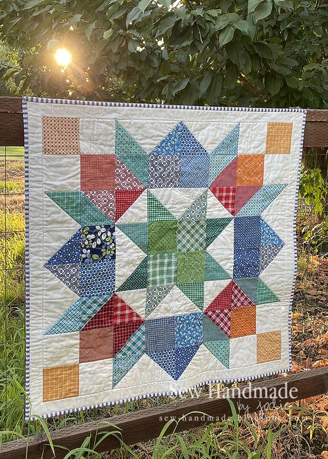 Sew Handmade: Scrappy Swoon Quilt Modern Star Quilt Patterns, Easy Star Quilts, Swoon Sixteen Quilt, Starter Quilt Patterns, Old Style Quilts, Quilting Scraps Ideas, Big Star Quilt Pattern, Easy Scrappy Quilts, Quilt Settings For 12 Blocks