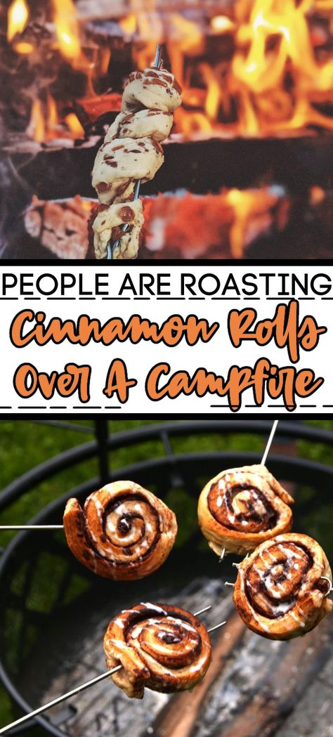 Things To Roast On A Campfire, Campfire Orange Cinnamon Rolls, Cinnamon Roll Campfire, Campfire Cinnamon Roll Ups, Cinnamon Rolls Campfire, Roasting Over A Campfire, Campfire Crescent Rolls, Foods To Roast On Campfire, Fire Pit Cooking Recipes