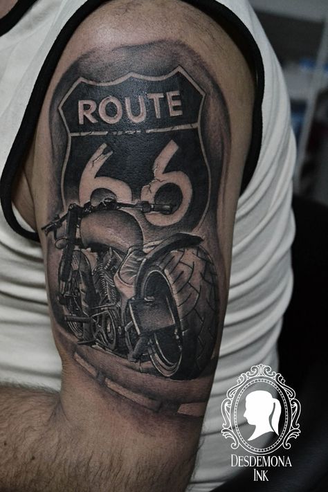 Route 66 Tattoo, New Mexico Tattoo, Biker Tattoos Designs, Tattoo Hd, Motocykle Harley Davidson, Hot Rod Tattoo, Hd Tattoos, Gear Tattoo, Mexico Tattoo