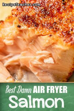 A deliciously easy recipe for Air Fryer Salmon. Just a few simple ingredients and done in 10 minutes! #airfryer #salmon Easy Airfry Salmon Recipes, Innsky Air Fryer Oven Recipes, Air Fryer Fresh Salmon Recipes, Salmon Fillet In Air Fryer, Frozen Salmon Air Fryer Recipes Healthy, Air Fryer Salmon Meal Prep, Air Fruer Salmon, Salomon Air Fryer, Smoked Salmon Air Fryer