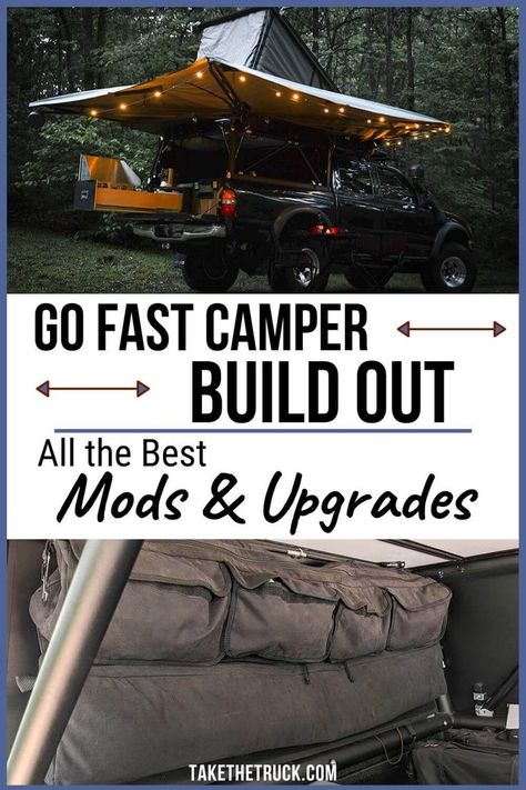 Best Go Fast Camper Mods Go Fast Campers, Camper Shell Camping, F150 Camper, Truck Camper Interior, Camper Upgrades, Overlanding Camping, Overlanding Gear, Camper Mods, Diy Truck Bedding