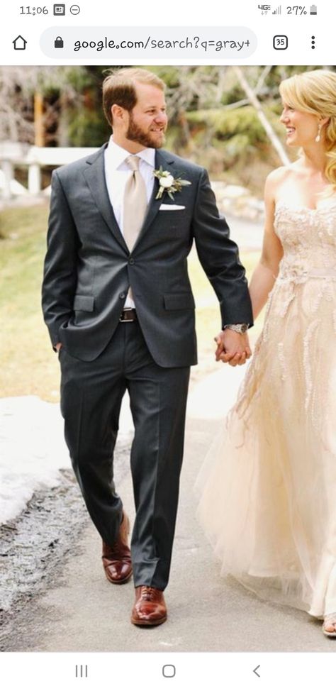 Black Suits With Champagne Ties, Black Suit With Beige Tie, Black Tux Champagne Tie, Grey Suit With Champagne Tie, Black Suit Champagne Tie, Prom Outfits Guys, Champagne Groomsmen Attire, Champagne Tux, Groom Suit White