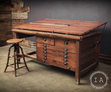 Drawing table Drafting Table Design, Antique Drafting Table, Wood Drafting Table, Vintage Drafting Table, Flat File, Drawing Desk, Flat Files, Table With Drawers, Drafting Table