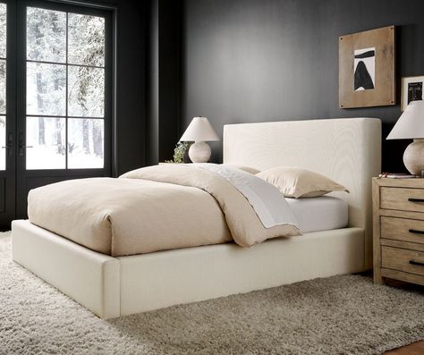 8 Affordable Dupes for the RH Cloud Bed - Red Soles and Red Wine Black King Platform Bed, Cream Platform Bed, Cheap Upholstered Bed, White Platform Bedroom Ideas, Beige Platform Bed, Beige Bed Frames, Soft Bedframes, Low Profile Beds, White Bed Bedroom Ideas